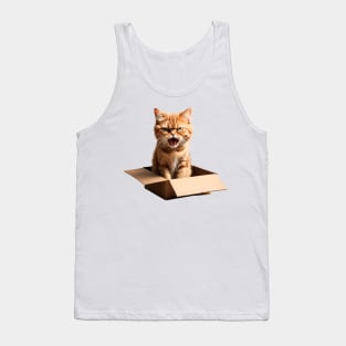 Funny Mean Cat In Box Crazy Mad Angry Cat Tank Top